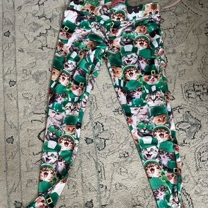 Tipsy Elves Saint Patricks Day Cat Leggings Small